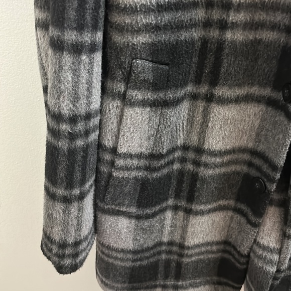 John Varvatos CARSEN PLAID CAR COAT IN BLACK MULTI - Size: MEDIUM - Picture 7 of 8